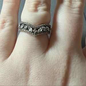 Pandora Sparkling Marquise Double Wishbone ring sz 7